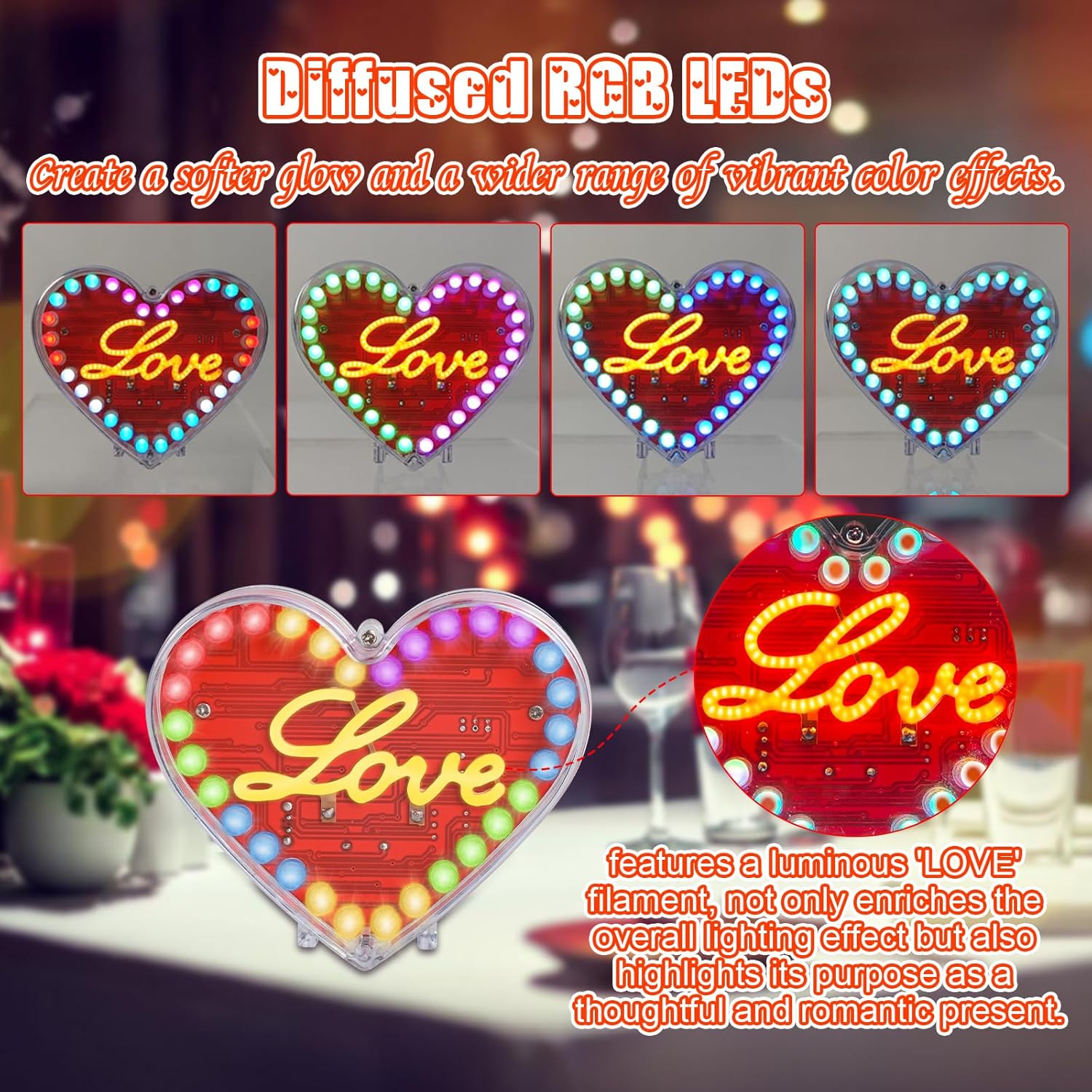하트 모양 LED 납땜 키트 RGB 색상 변경 DIY  - Diy Electronics Filament 리뷰 및 가격